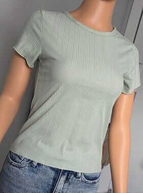 Light Green Ribbed Short Sleeve Tee